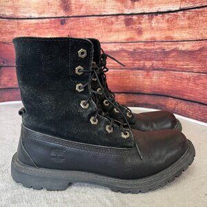 Timberland Black Leather & Suede Lace Up Combat Boots Size 7